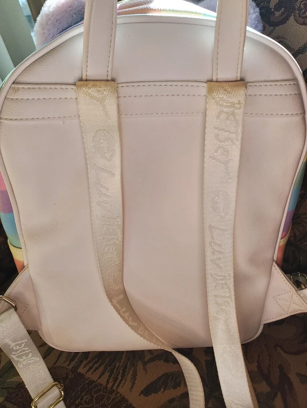 Betsey Johnson Rainbow Sparkle Unicorn Cat Backpack with Adjustable Straps